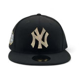 Black New York Yankees Gold Crystal Diamond Rhinestone Gray Bottom 1999 World Series Side Patch New Era Fitted