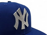 Royal Blue New York Yankees Silver Crystal Diamond Rhinestone Gray Bottom 2009 World Series Side Patch New Era Fitted