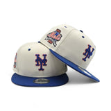 Off White New York Mets Royal Blue Visor Gray 40th Anniversary Side Patch New Era Mascot Pin 9Fifty Snapback