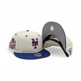 Off White New York Mets Royal Blue Visor Gray 40th Anniversary Side Patch New Era Mascot Pin 9Fifty Snapback