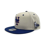 Off White New York Mets Royal Blue Visor Gray 40th Anniversary Side Patch New Era Mascot Pin 9Fifty Snapback