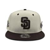 Off White San Diego Padres Brown Visor Gray Bottom 50th Anniversary Side Patch New Era Mascot Pin 9Fifty Snapback