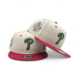Off White Philadelphia Phillies Red Visor Gray Bottom 100th Anniversary Side Patch New Era Mascot Pin 9Fifty Snapback