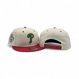 Off White Philadelphia Phillies Red Visor Gray Bottom 100th Anniversary Side Patch New Era Mascot Pin 9Fifty Snapback