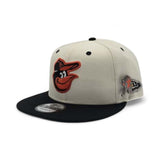 Off White Baltimore Orioles Black Visor Gray Bottom 50th Anniversary Side Patch New Era Mascot Pin 9Fifty Snapback