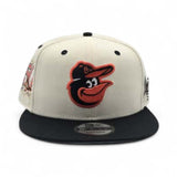 Off White Baltimore Orioles Black Visor Gray Bottom 50th Anniversary Side Patch New Era Mascot Pin 9Fifty Snapback