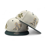 Off White Oakland Athletics Dark Green Visor Gray Bottom 30th Anniversary Side Patch New Era Mascot Pin 9Fifty Snapback