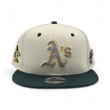 Off White Oakland Athletics Dark Green Visor Gray Bottom 30th Anniversary Side Patch New Era Mascot Pin 9Fifty Snapback