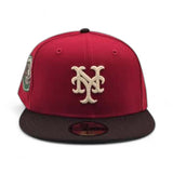 Red New York Mets Brown Visor Green Bottom 1969 World Series Side Patch New Era 59Fifty Fitted