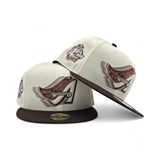 Off White Los Angeles Angels Brown Visor Gray Bottom 40th Anniversary Side Patch New Era 59Fifty Fitted