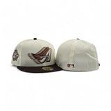 Off White Los Angeles Angels Brown Visor Gray Bottom 40th Anniversary Side Patch New Era 59Fifty Fitted