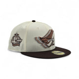 Off White Los Angeles Angels Brown Visor Gray Bottom 40th Anniversary Side Patch New Era 59Fifty Fitted