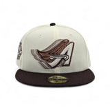 Off White Los Angeles Angels Brown Visor Gray Bottom 40th Anniversary Side Patch New Era 59Fifty Fitted