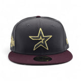 Dark Gray Houston Astros Maroon Visor Black Bottom 2004 All Star Game Side Patch New Era 59Fifty Fitted