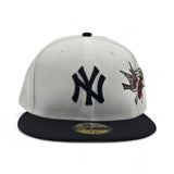White New York Yankees Navy Blue Visor Gray Bottom Hummingbird City Art Side Patch New Era 59Fifty Fitted