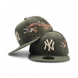 Olive Green New York Yankees Gray Bottom Hummingbird City Art Side Patch New Era 59Fifty Fitted