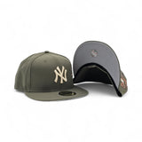 Olive Green New York Yankees Gray Bottom Hummingbird City Art Side Patch New Era 59Fifty Fitted