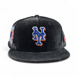 Black Velvet New York Mets Gray Bottom 1985 World Series Champions Side Patch New Era 59Fifty Fitted