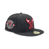 Black Chicago Bulls Gray Bottom 20th Anniversary 1st Championship Side Patch New Era 59Fifty Hardwood Classics Fitted
