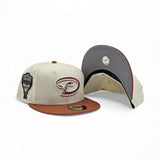 Off White Arizona Diamondbacks Rust Orange Visor Gray Bottom 1998 Inaugural Season Side Patch New Era 59Fifty Fitted