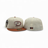 Off White Arizona Diamondbacks Rust Orange Visor Gray Bottom 1998 Inaugural Season Side Patch New Era 59Fifty Fitted