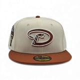 Off White Arizona Diamondbacks Rust Orange Visor Gray Bottom 1998 Inaugural Season Side Patch New Era 59Fifty Fitted