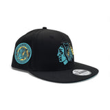 Matching Chicago Blackhawks Teal Bottom Chicago 75th Anniversary Side Patch New Era 9fifty Snapback For Gamma Blue 11