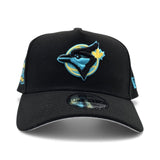 Matching Black Toronto Blue Jays Curved Brim Gray Bottom 10th Anniversary Side Patch New Era 9Forty A-Frame Snapback For Gamma Blue 11