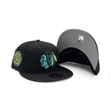 Matching Black Chicago Blackhawks Gray Bottom 42nd All Star Game Side Patch New Era 59Fifty Fitted For Gamma Blue 11