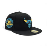 Matching Black Chicago Bulls Gray Bottom 6x Champions Side Patch New Era 59Fifty Fitted For Gamma Blue 11