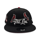 Black St Louis Cardinals “The Lou” Red Bottom 1982 World Series 9Fifty New Era Snapback