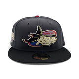 Dark Gray Tampa Bay Rays Black Visor Gray Bottom 1998 Inaugural Season Side Patch New Era 59Fifty Fitted