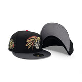 Black Mexico Aztec Skull Warriors Dark Gray Visor Gray Bottom Side Patch New Era 59Fifty Fitted