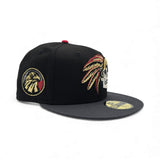 Black Mexico Aztec Skull Warriors Dark Gray Visor Gray Bottom Side Patch New Era 59Fifty Fitted