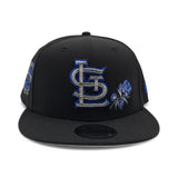Black St. Louis Cardinals Rose Gray Bottom Side Patch New Era 9Fifty Snapback