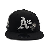 Black Oakland Athletics Rose Logo Gray Bottom 40 Years Side Patch New Era 9Fifty Snapback
