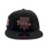 Black Philadelphia Phillies Red Bottom 2004 Inaugural Season Side Patch New Era 9Fifty Snapback