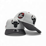 White Chicago Bulls Dark Gray Curved Brim Gray Bottom 6x Champs Side Patch New Era A-Frame 9Forty Snapback