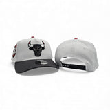 White Chicago Bulls Dark Gray Curved Brim Gray Bottom 6x Champs Side Patch New Era A-Frame 9Forty Snapback