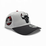 White Chicago Bulls Dark Gray Curved Brim Gray Bottom 6x Champs Side Patch New Era A-Frame 9Forty Snapback