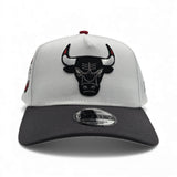 White Chicago Bulls Dark Gray Curved Brim Gray Bottom 6x Champs Side Patch New Era A-Frame 9Forty Snapback
