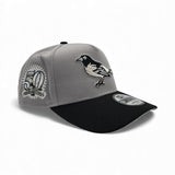 Gray Baltimore Orioles Black Curved Brim Gray Bottom 50th Anniversary Side Patch New Era A-Frame 9Forty Snapback (Copy)