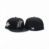 Black Florida Marlins Gray Bottom 1997 World Series Silver Side Patch New Era 59Fifty Fitted Hat