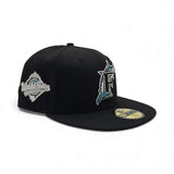 Black Florida Marlins Gray Bottom 1997 World Series Silver Side Patch New Era 59Fifty Fitted Hat