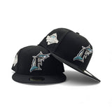 Black Florida Marlins Gray Bottom 1997 World Series Silver Side Patch New Era 59Fifty Fitted Hat