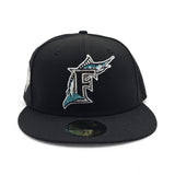 Black Florida Marlins Gray Bottom 1997 World Series Silver Side Patch New Era 59Fifty Fitted Hat