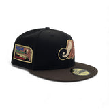 Black Montreal Expos Brown Visor Green Bottom Olympic Stadium Side patch New Era 59Fifty Fitted