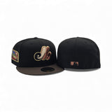 Black Montreal Expos Brown Visor Green Bottom Olympic Stadium Side patch New Era 59Fifty Fitted