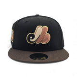 Black Montreal Expos Brown Visor Green Bottom Olympic Stadium Side patch New Era 59Fifty Fitted