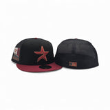 Black Trucker Houston Astros Brick Red Visor Gray Bottom 2000 Inaugural Season Side Patch New Era 59Fifty Fitted